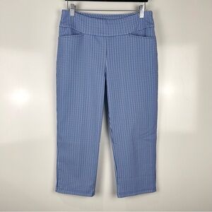 Acegolfs Eagle Performance Stretch Capri Golf Pants Blue Gingham Size Medium